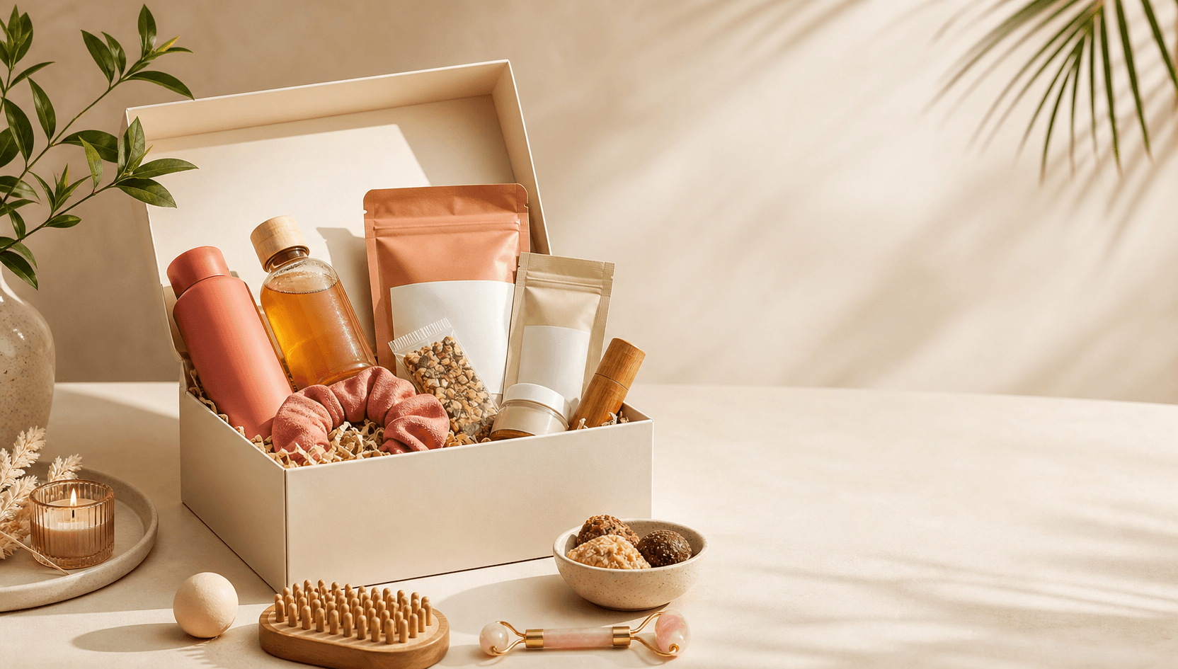 Box Rito aberta com produtos wellness premium
